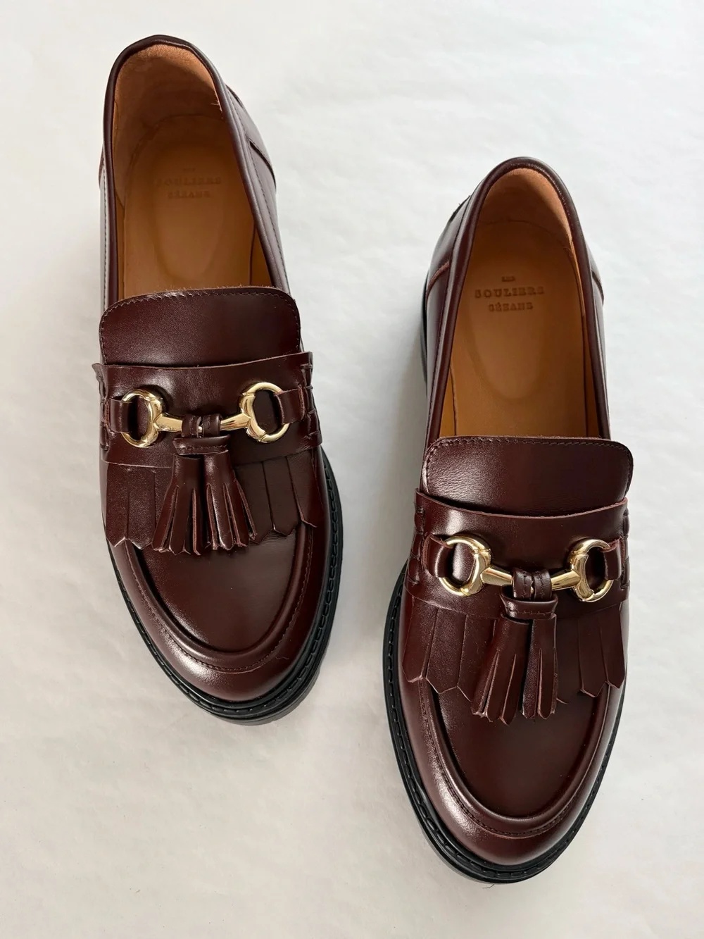 Women's Sézane Amy Leather Loafer in Glossy Chocolate NEW